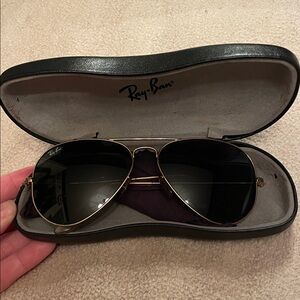 Ray-Ban Gold and Black Aviator Sunglasses